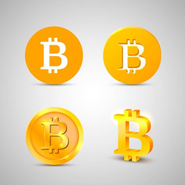 Beyaz arka plan üzerinde Bitcoin Icons set.