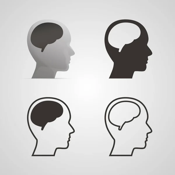 Silhouette head with the brain set. — Stock Vector