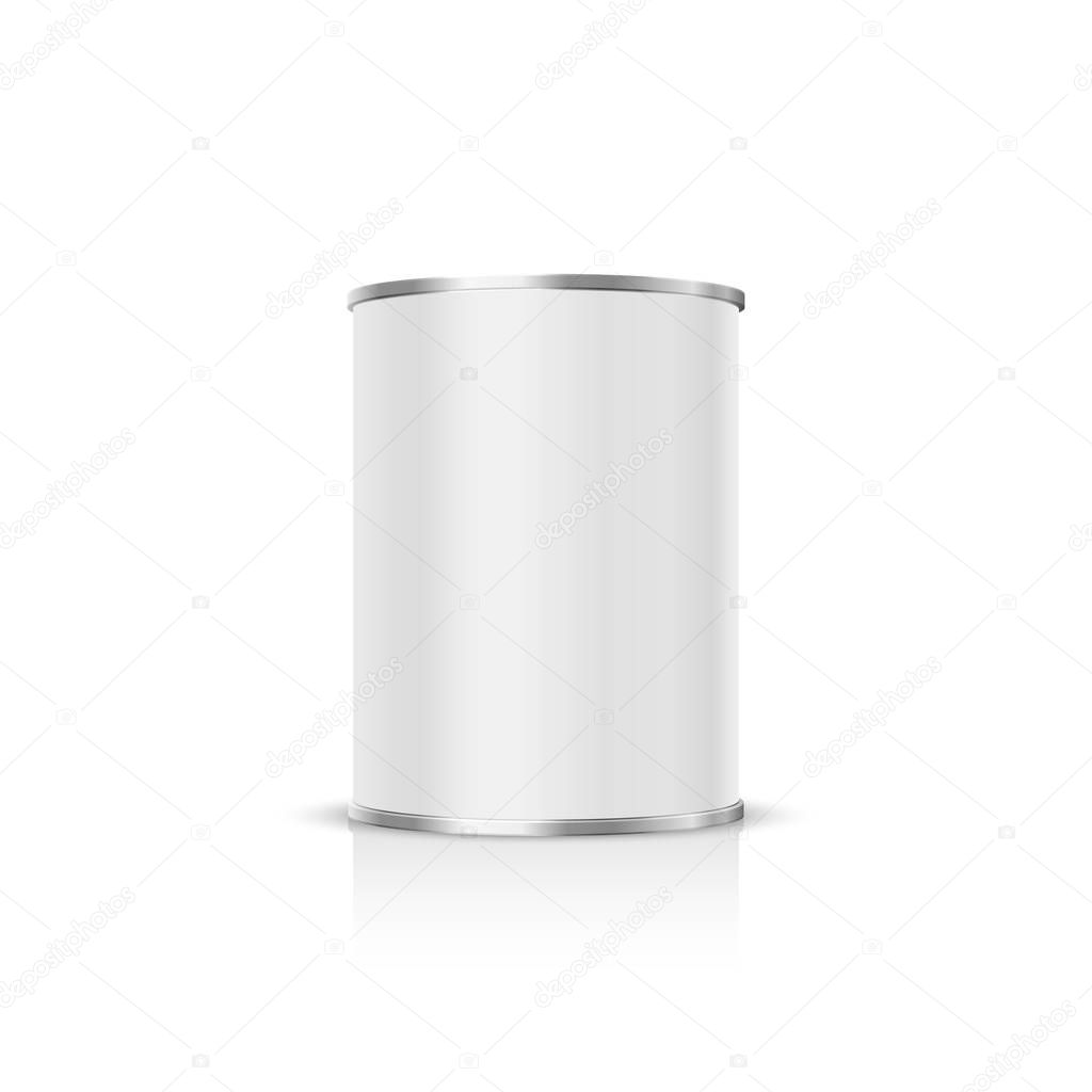 Metal can on a white background.