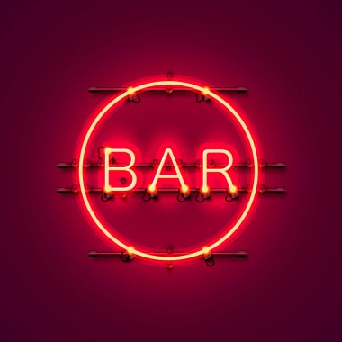 Neon tabela city renk kırmızı bar.