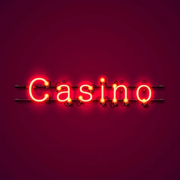 Casino letrero de neón, banner de texto . — Archivo Imágenes Vectoriales