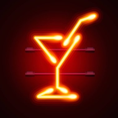 Neon kokteyl şehir işareti tabela.