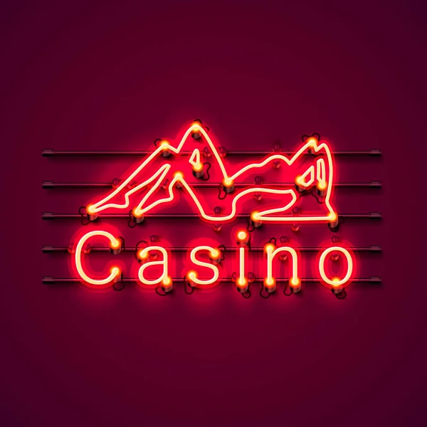 Neon Casino сексуальная девушка вывеска . — стоковый вектор