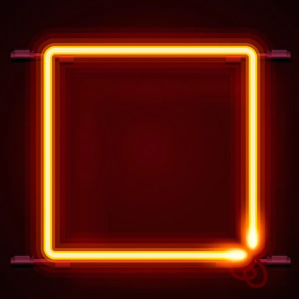 Neon çerçeve işareti kare şeklinde. — Stok Vektör