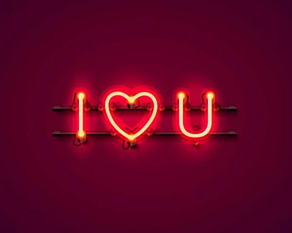 Neon text I love you signboard. — Stock Vector