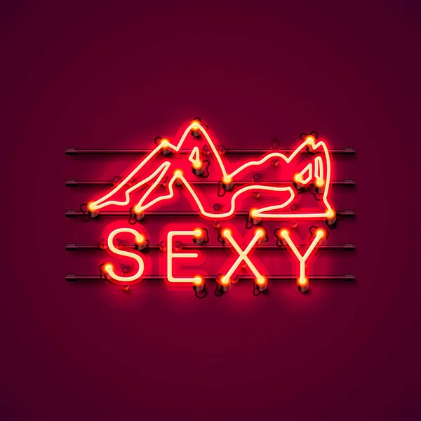 Neon sexy Mädchen Schild. — Stockvektor