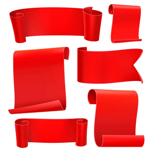 Set di modelli di nastri rossi . — Vettoriale Stock