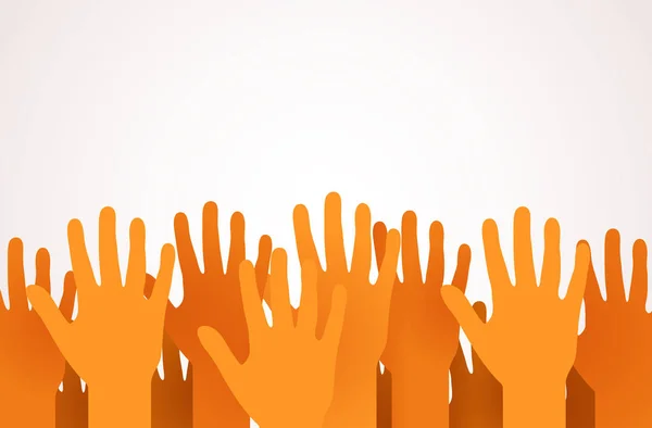 Raised up hands. Volunteering, charity or voting concept. — Stock Vector