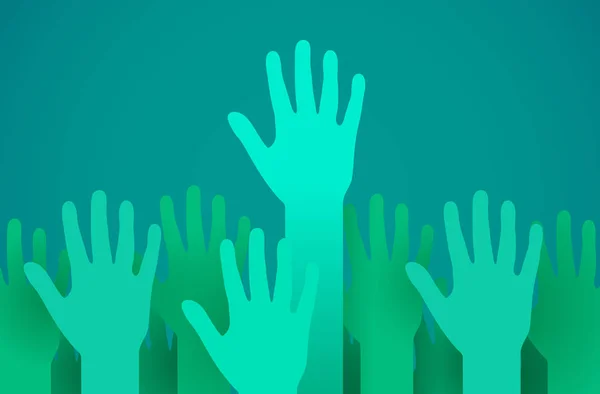 Levantei as mãos. Conceito de voluntariado, caridade ou votação . — Vetor de Stock