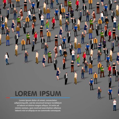 Büyük insanlar kalabalık koyu arka plan üzerinde.