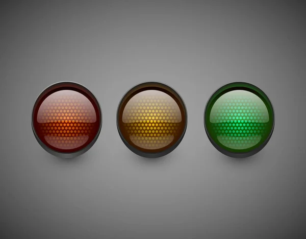 Traffic lights isolated on dark background. — Stock Vector