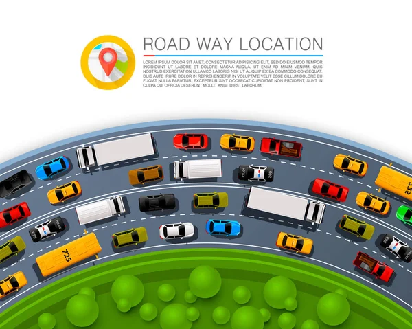 Τοποθεσία τρόπο δρόμος, αυτοκίνητο αγωνιστικά κάλυψη τέχνης πληροφορίες. — Διανυσματικό Αρχείο