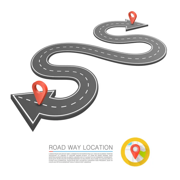 Paved path on the road, Road arrow location. — Stock Vector
