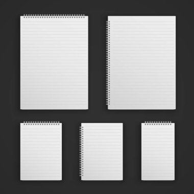 boş gerçekçi spiral not defteri notebook ayarla.