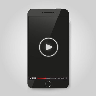 Gerçekçi Modern telefon. Ekranda video oynatıcı.