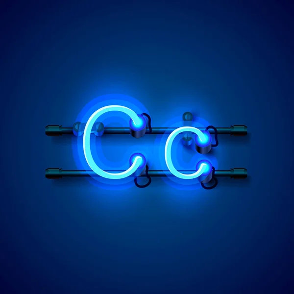Neon czcionki litery c, sztuka projektowania singboard. — Wektor stockowy