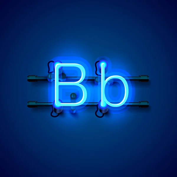 Neon czcionki litery b, sztuka projektowania singboard. — Wektor stockowy
