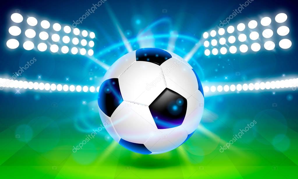 Soccer ball on the field. Cover background.