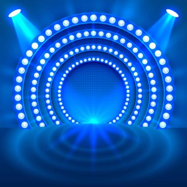 Işık podyum mavi arka planı göster.