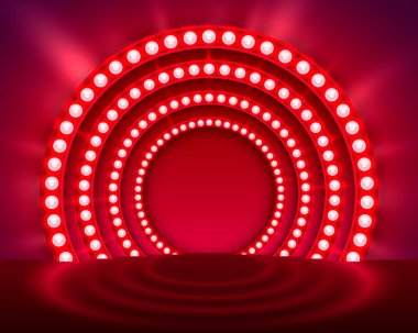 Işık podyum kırmızı arka planı göster.