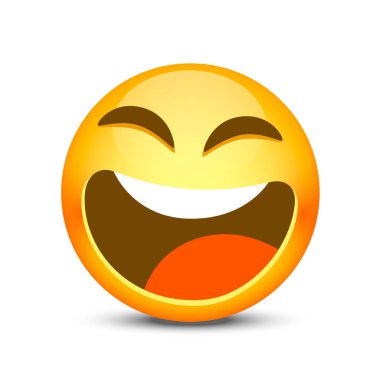 Mutlu emoji yüz nesne beyaz arka plan üzerinde.