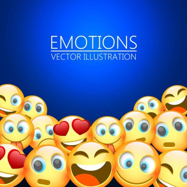 Modern sarı üç Emoji, duygular gülüyor.