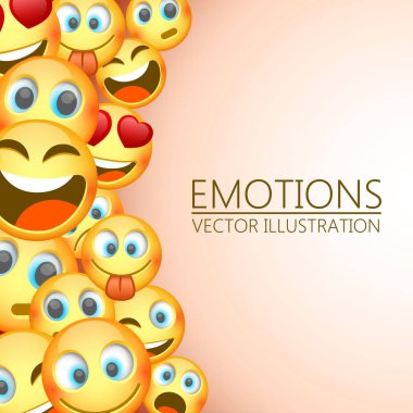 Modern sarı üç Emoji, duygular gülüyor.