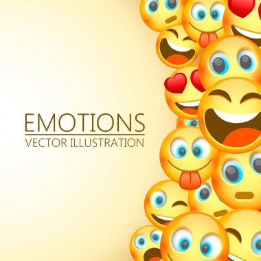 Modern sarı üç Emoji, duygular gülüyor.