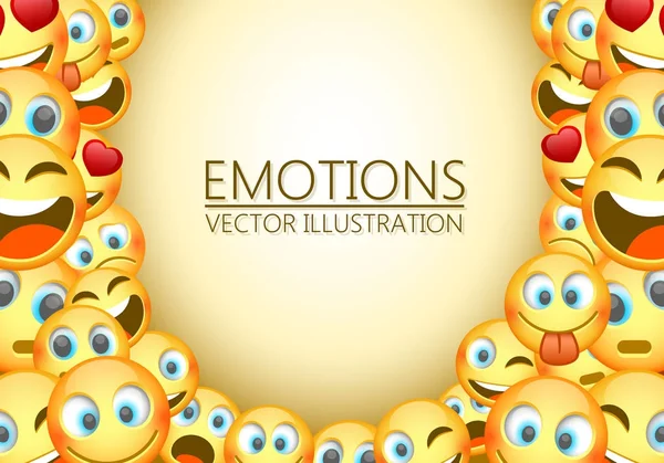 Amarelo moderno rindo três Emoji, Emoções . — Vetor de Stock