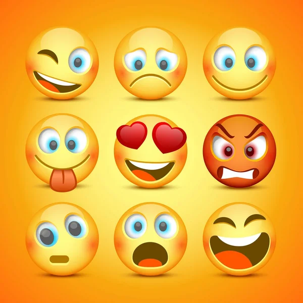Ορίστε emoji και θλιβερή εικόνα. συλλογή — Διανυσματικό Αρχείο