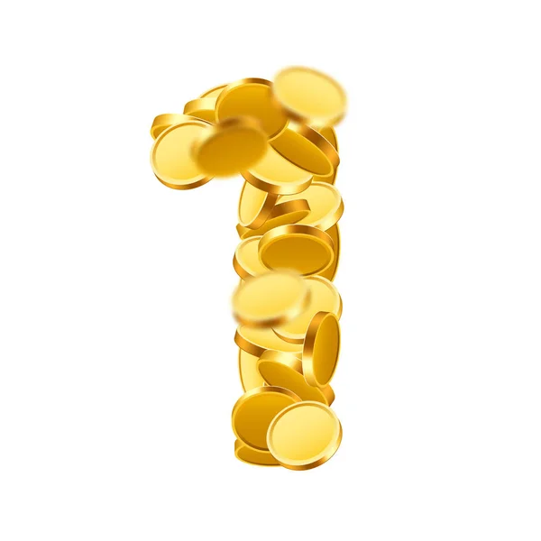 Векторний стиль шрифту з золотих монет. Номери монет. Номер 1. Один . — стоковий вектор
