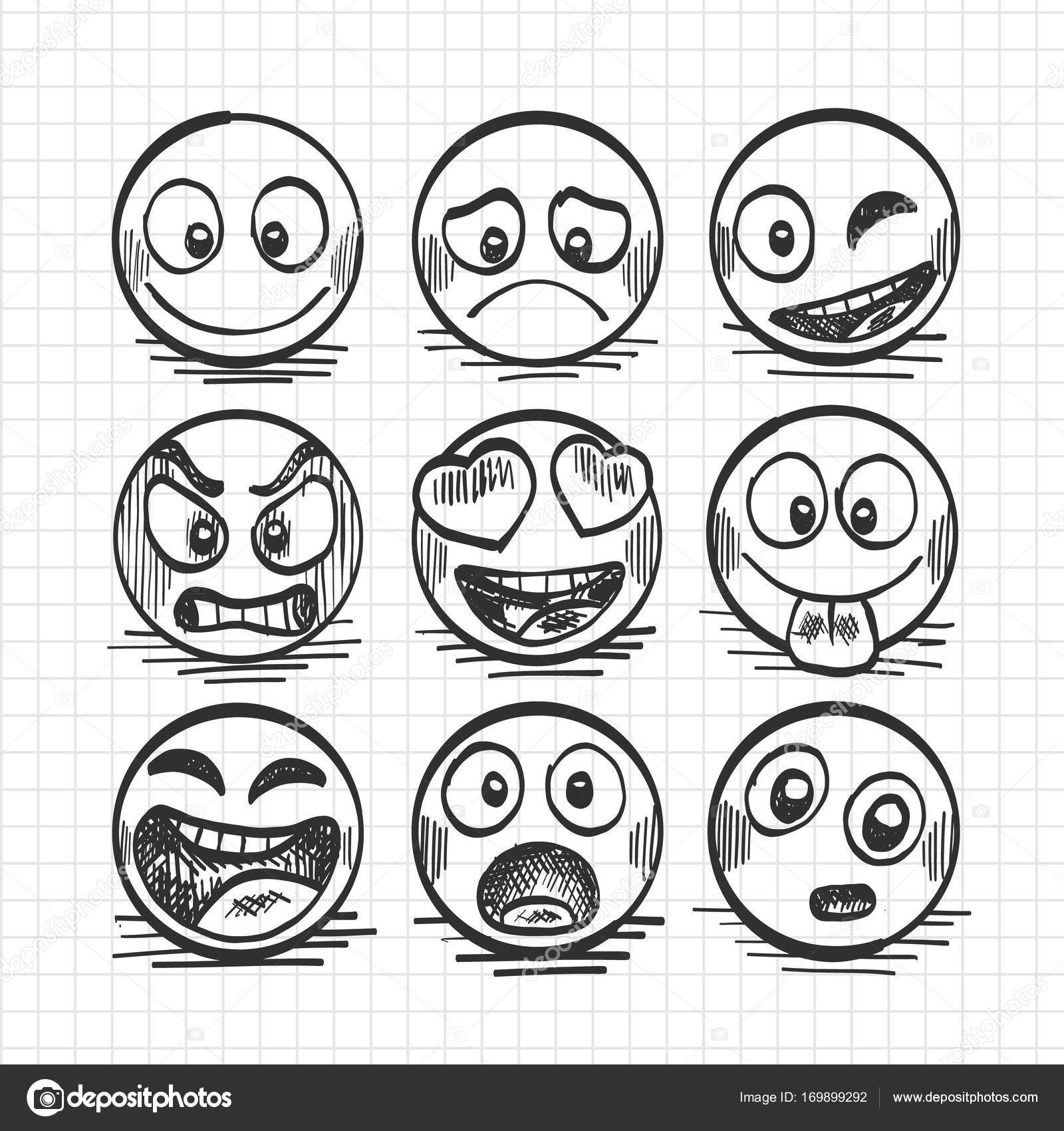 Drawings Emoji Pencil Sketch Of Hand Drawn Set Of Cartoon Emoji Stock Vector C Hobbit Art