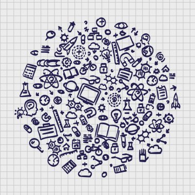 Alıştırma kitabı kroki simgeler Bilimler set.