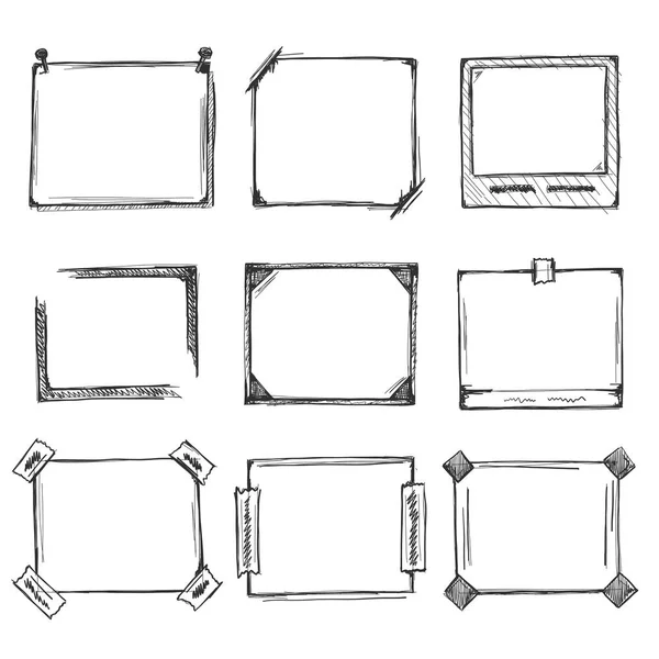 Desenho do conjunto de molduras desenhadas à mão . — Vetor de Stock