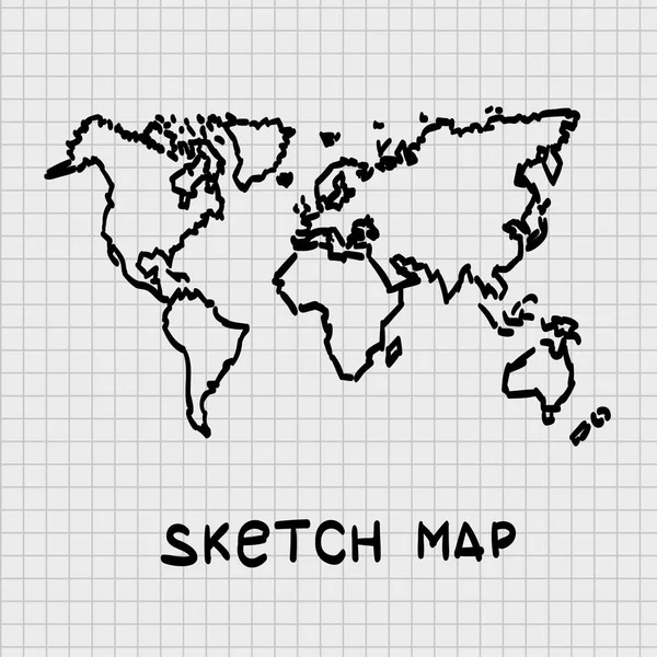 Sketch of hand drawn Mapa do mundo . — Vetor de Stock