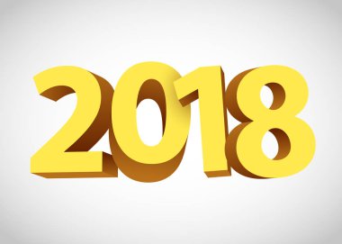 Beyaz arka plan üzerinde izole altın 2018 yıl türü.