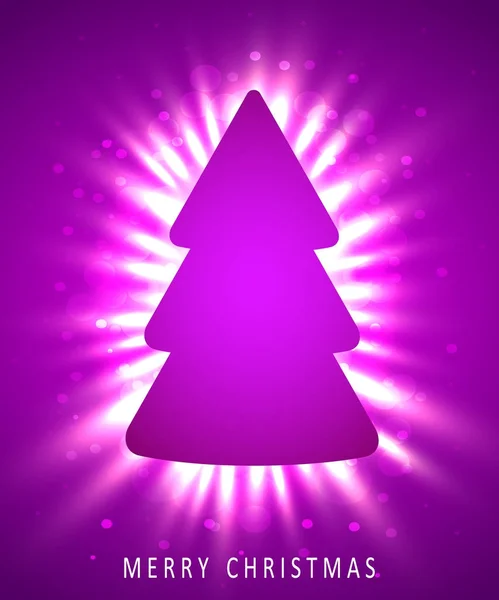 Kerstboom gemaakt van roze papier op roze achtergrond. Nieuwjaar en Kerstmis wenskaart of uitnodiging voor feest. — Stockvector