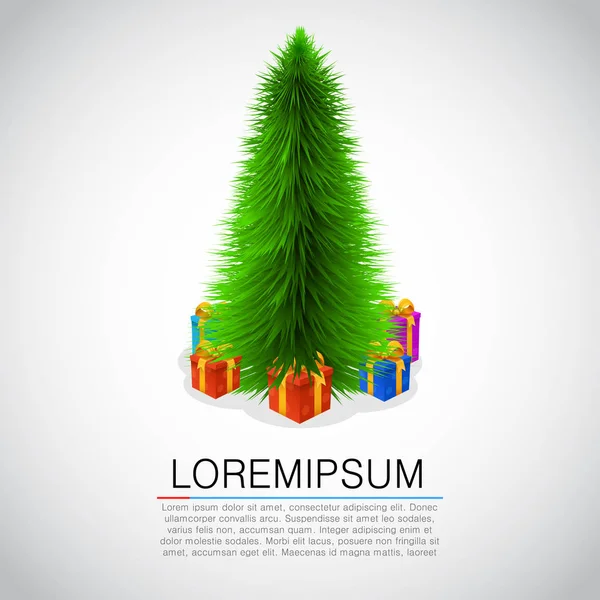 Όμορφο χριστουγεννιάτικο δέντρο και δώρα. — Διανυσματικό Αρχείο