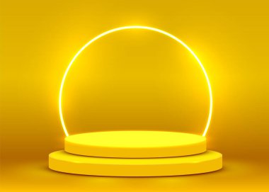 Sahne Podyumu Ödül Töreni Sahnesi spot ışıklarıyla aydınlatıldı. Ödül töreni konsepti. Sahne arkaplanı.