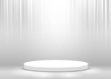 Sahne Podyumu Ödül Töreni Sahnesi spot ışıklarıyla aydınlatıldı. Ödül töreni konsepti. Sahne arkaplanı.