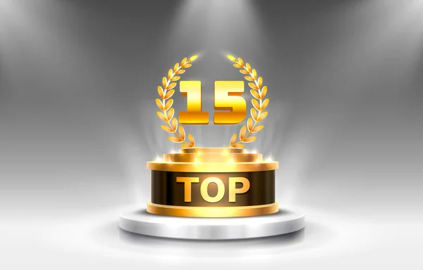 Top 15 des meilleurs podium award sign, objet doré . — Image vectorielle