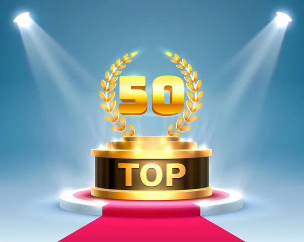 Top 50 melhor sinal de prêmio pódio, objeto dourado . —  Vetores de Stock
