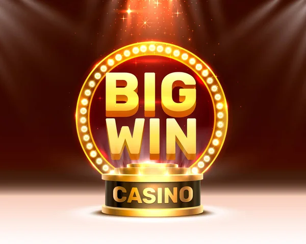 Grande vittoria slot 777 banner casino, cornice luce . — Vettoriale Stock