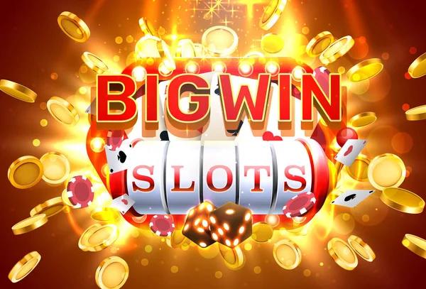 Grote win slots 777 banner casino, frame lichte sleuven. — Stockvector