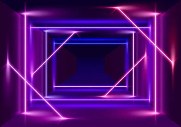 Scena al neon, spettacolo laser — Vettoriale Stock