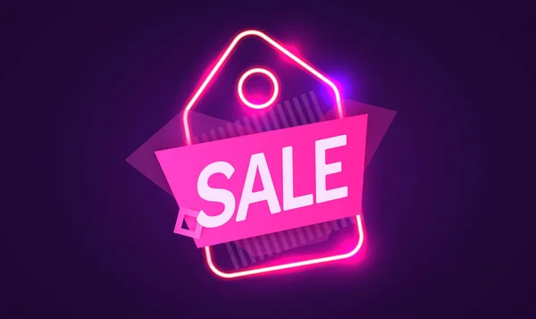 Neon sign, the word Sale on dark background. Discount Background for your design, greeting card, banner. — Stock Vector