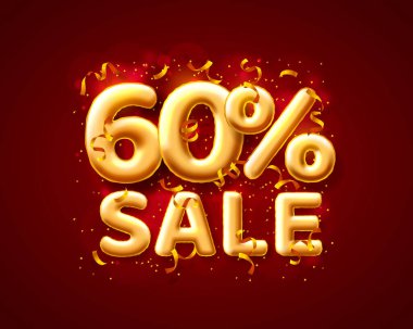 Kırmızı arka planda balon numarasından 60 indirim var..