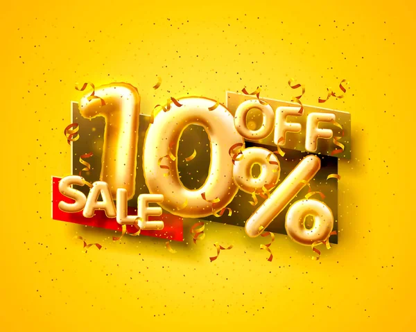 Sale 10 off ballon number on the yellow background.