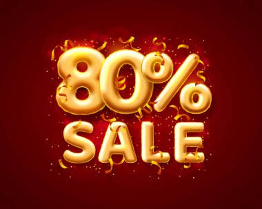 Kırmızı arka planda balon numarasından 80 indirim var..