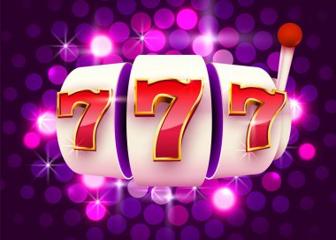 Kumar makinesi büyük ikramiyeyi kazandı. 777 Büyük Kumarhane Konsepti.